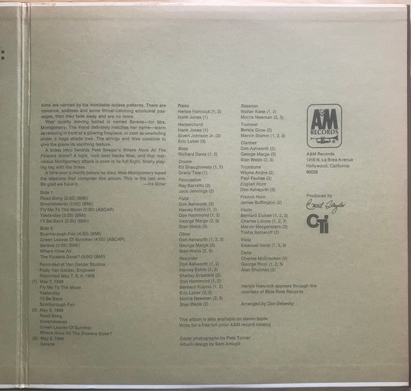 Wes Montgomery : Road Song (LP, Album, Pit)