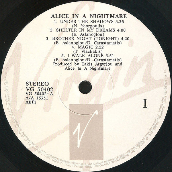Alice In A Nightmare : Alice In A Nightmare (LP, Album)