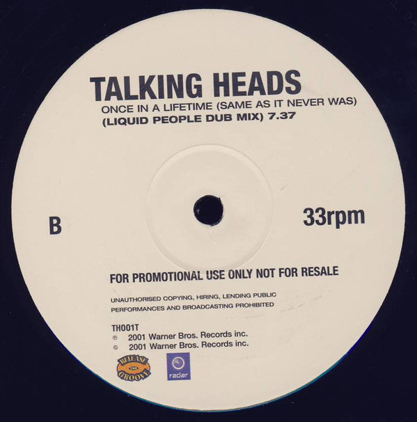 Talking Heads : Once In A Lifetime (Same As It Never Was) (12", Promo)