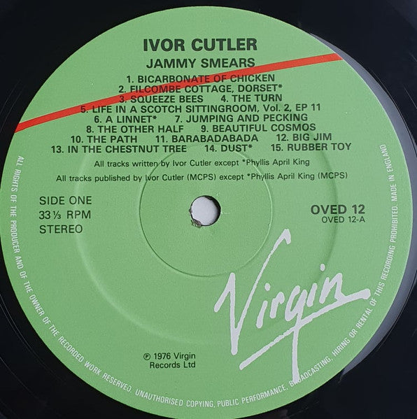 Ivor Cutler : Jammy Smears (LP, Album, RE, CBS)