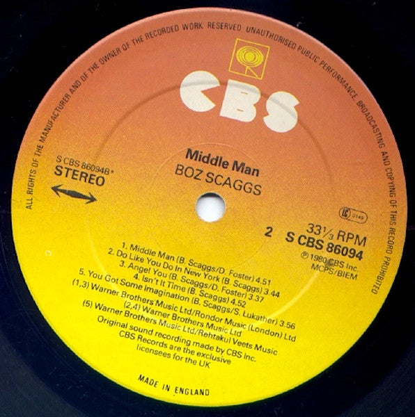 Boz Scaggs : Middle Man (LP, Album)