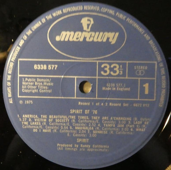 Spirit (8) : Spirit Of '76 (2xLP, Album, Gat)