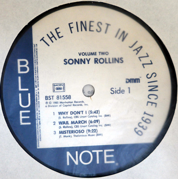 Sonny Rollins : Volume 2 (LP, Album, RE)