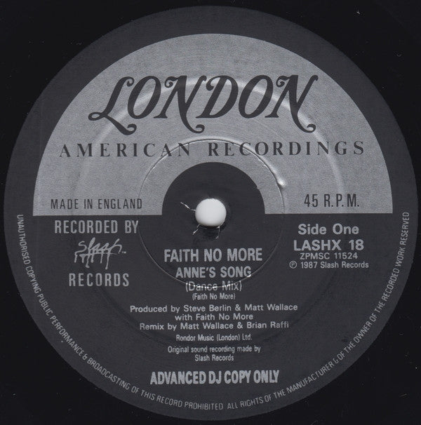 Faith No More : Anne's Song (12", Single, Promo)