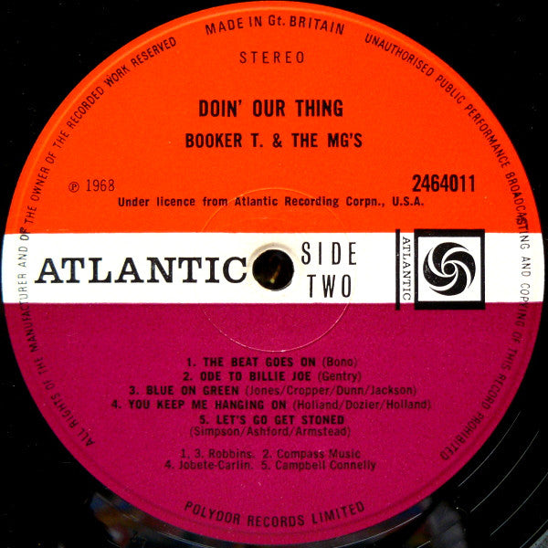 Booker T. & The M.G.'s* : Doin' Our Thing (LP, Album, RE)