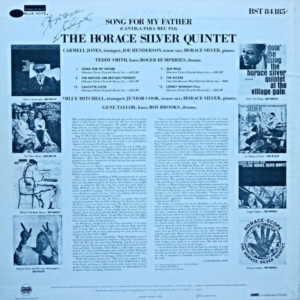 The Horace Silver Quintet : Song For My Father (Cantiga Para Meu Pai) (LP, Album, RE, DMM)