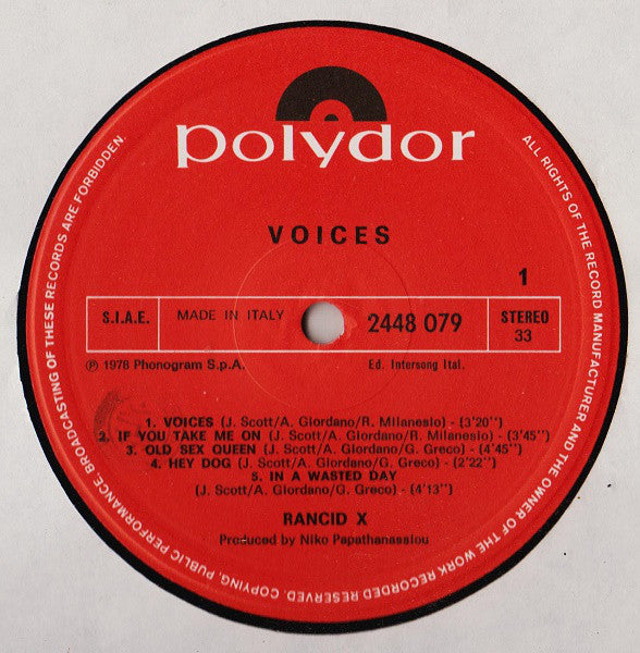 Rancid X : Voices (LP, Album)