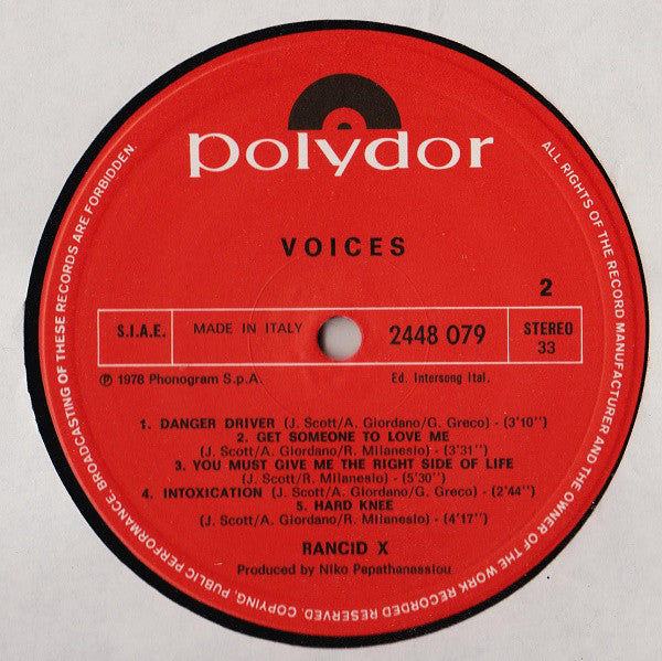 Rancid X : Voices (LP, Album)