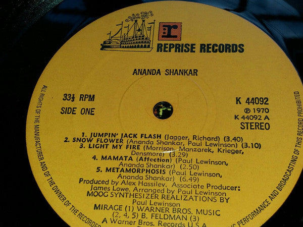 Ananda Shankar : Ananda Shankar (LP, Album, RE)