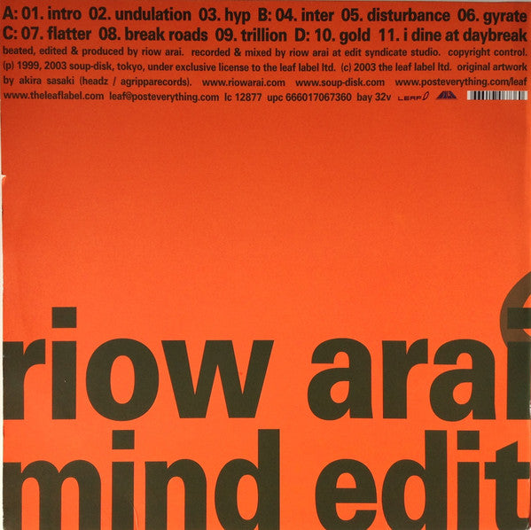 Riow Arai : Mind Edit (2xLP, Album, Ltd)