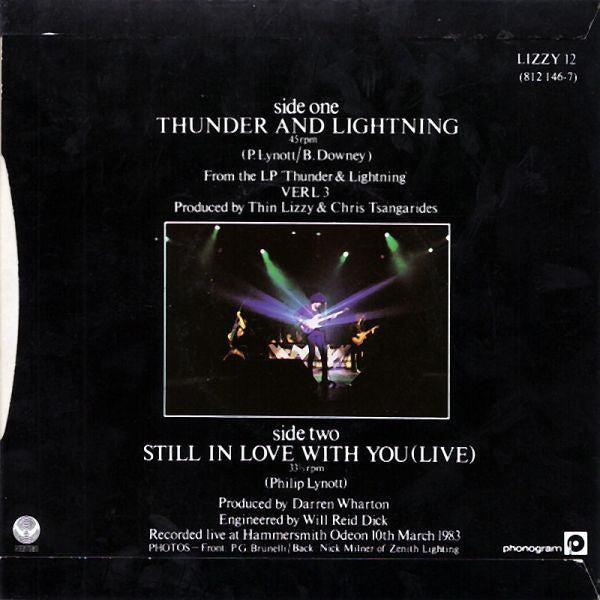 Thin Lizzy : Thunder And Lightning / Still In Love With You (Live) (7", Single, Glo)