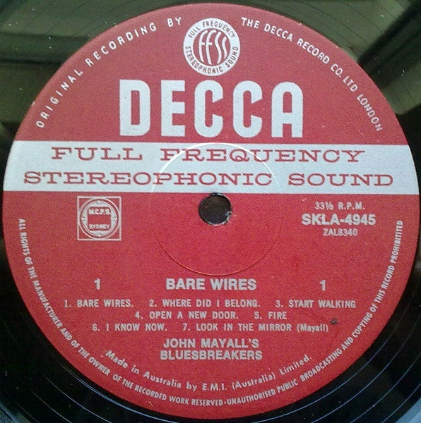 John Mayall & The Bluesbreakers : Bare Wires (LP, Album, Gat)