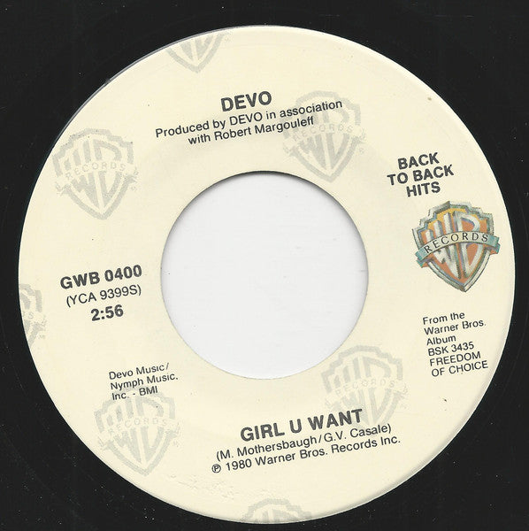 Devo : Whip It / Girl U Want (7", RE, Spe)