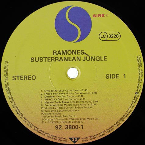 Ramones : Subterranean Jungle (LP, Album)