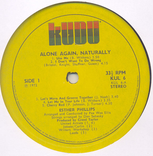 Esther Phillips : Alone Again Naturally (LP, Album)