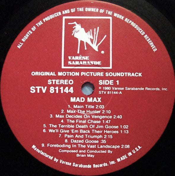 Brian May (2) : Mad Max (Original Motion Picture Soundtrack) (LP, Album)