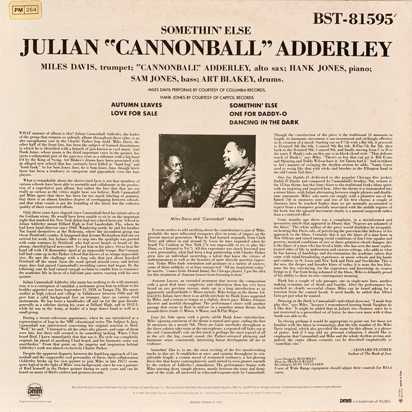 Cannonball Adderley : Somethin' Else (LP, Album, RE, RM, DMM)