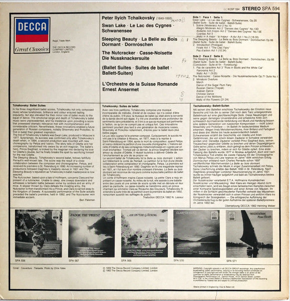 Pyotr Ilyich Tchaikovsky, L'Orchestre De La Suisse Romande, Ernest Ansermet : Swan Lake / Sleeping Beauty / The Nutcracker Ballet Suites  (LP, Comp)