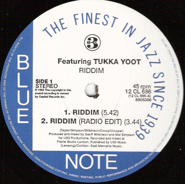 Us3 Featuring Tukka Yoot : Riddim (12", Single)