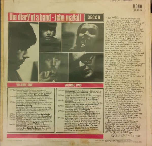 John Mayall / John Mayall's Bluesbreakers* : The Diary Of A Band Volume Two (LP, Album, Mono)