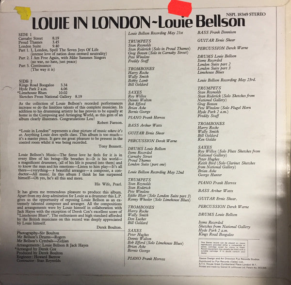 Louis Bellson : Louie In London (LP, Album)