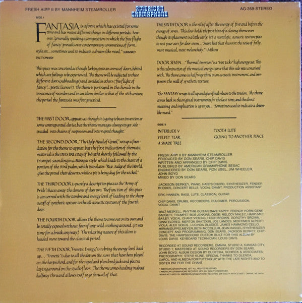Mannheim Steamroller : Fresh Aire II (LP, Album)