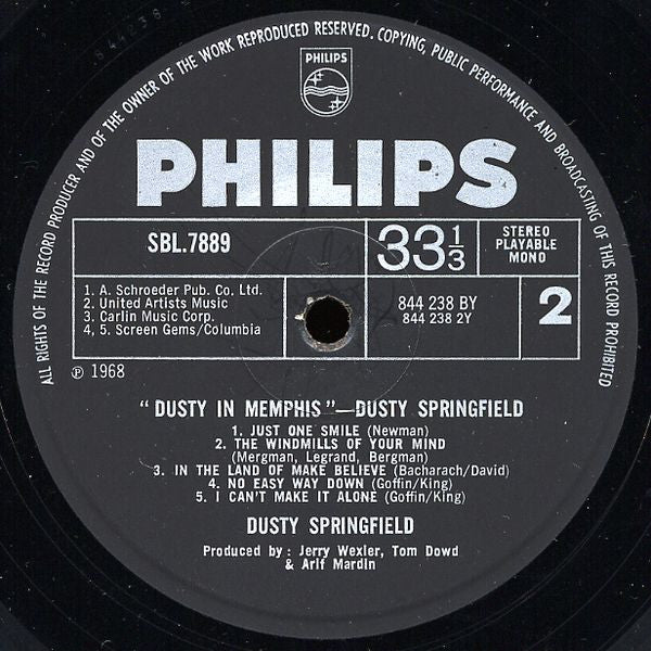Dusty Springfield : Dusty In Memphis (LP, Album)