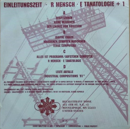Einleitungszeit : R Mensch - E Tanatologie + 1 (2xLP, Ltd)
