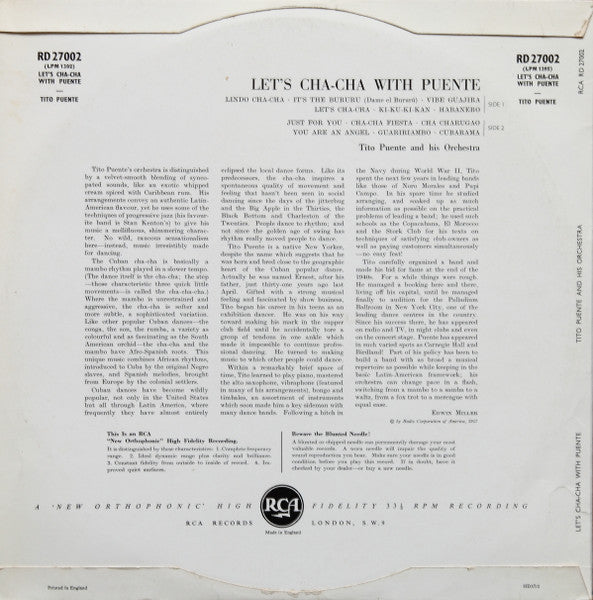 Tito Puente And His Orchestra : Let's Cha Cha With Puente (LP)