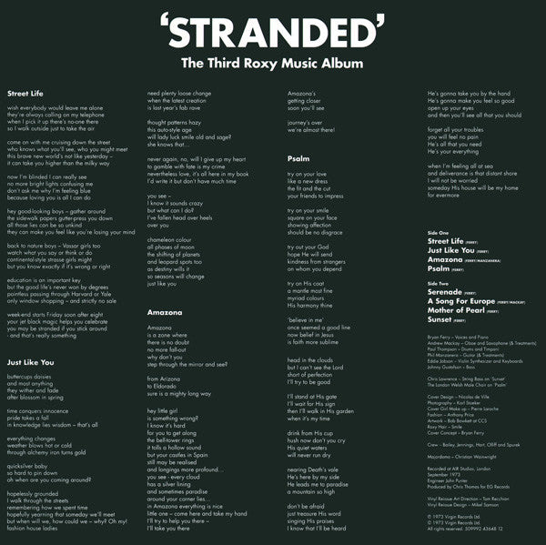 Roxy Music : Stranded (LP, Album, Ltd, RE, Gat)