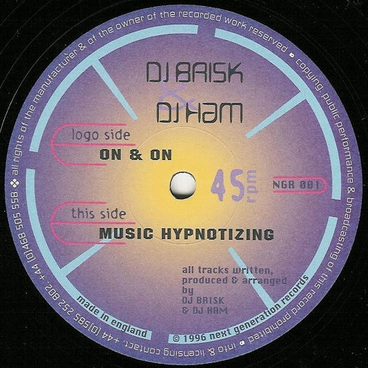 DJ Brisk & DJ Ham* : On & On / Music Hypnotizing (12")