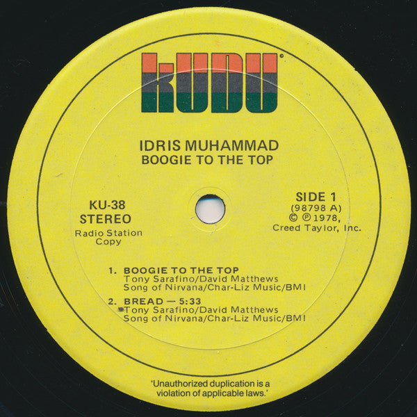 Idris Muhammad : Boogie To The Top (LP, Album, Promo, Kee)