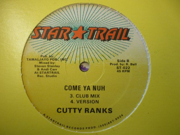 Cutty Ranks : From Mi Heart (Come Ya Nuh)  (12")