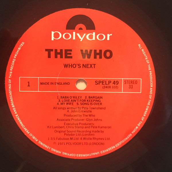 The Who : Who's Next (LP, Album, RE)