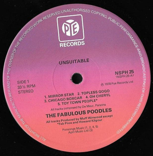 Fabulous Poodles : Unsuitable (LP, Album)