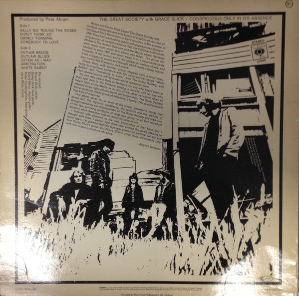 The Great Society With Grace Slick : Conspicuous Only In Its Absence (LP, Album)