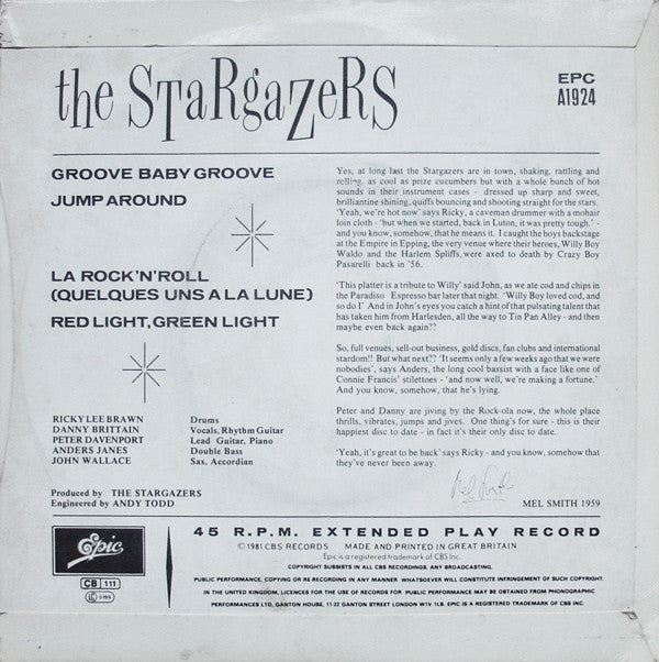 The Stargazers (2) : Groove Baby Groove (7", EP, Pap)