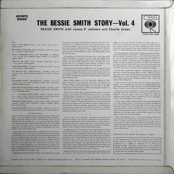 Bessie Smith With James P. Johnson* & Charlie Green : The Bessie Smith Story - Vol. 4 (LP, Comp, Mono, Fli)