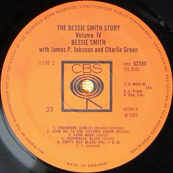 Bessie Smith With James P. Johnson* & Charlie Green : The Bessie Smith Story - Vol. 4 (LP, Comp, Mono, Fli)