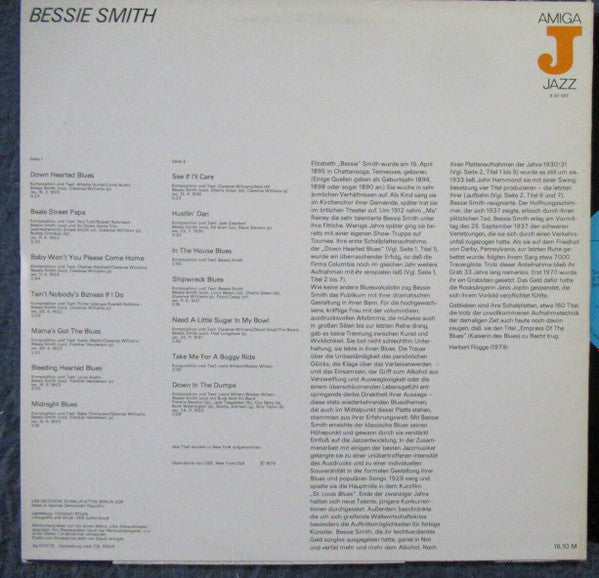 Bessie Smith : Bessie Smith (LP, Comp, Mono, RP, Sei)