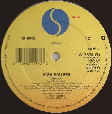 Ice-T : High Rollers (Remix) (12", Ltd)