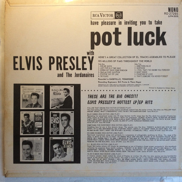 Elvis Presley : Pot Luck (LP, Album, Mono)
