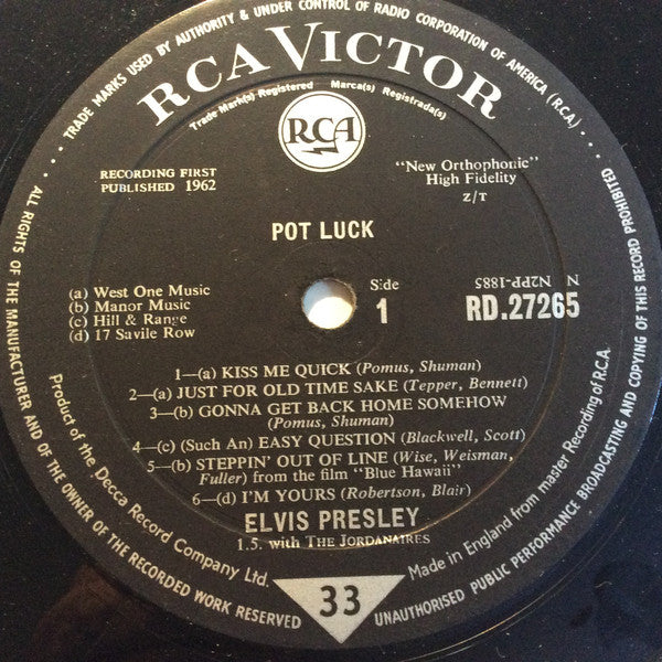 Elvis Presley : Pot Luck (LP, Album, Mono)