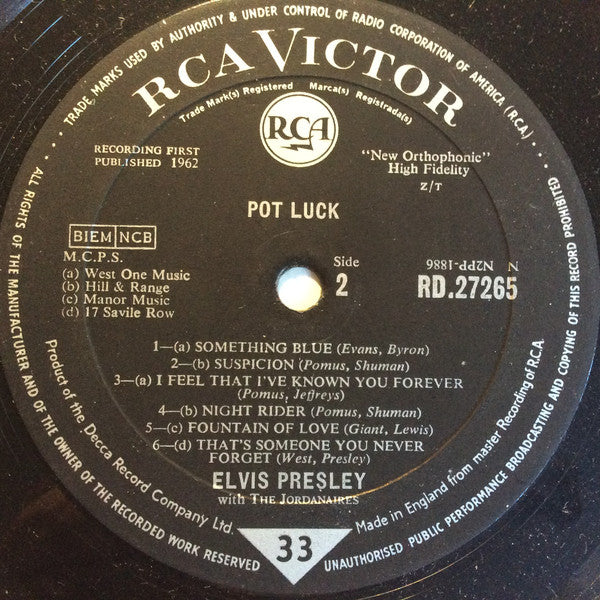 Elvis Presley : Pot Luck (LP, Album, Mono)