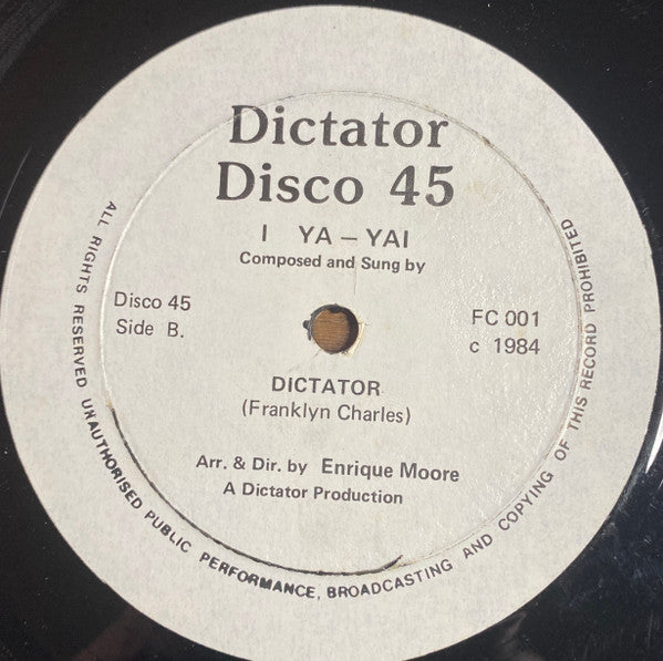 Dictator (23) : Gone With The Wind / I Ya - Yai (12")