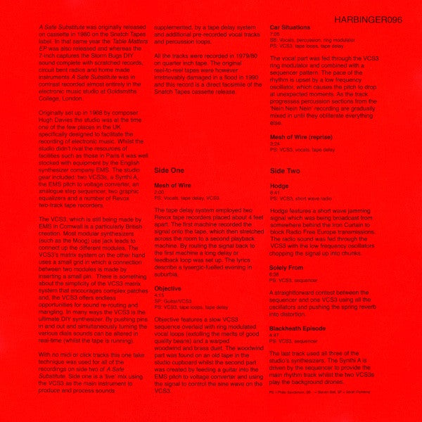 Storm Bugs : A Safe Substitute (LP, RE, Red)