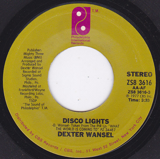 Dexter Wansel : Disco Lights (7", Single, Styrene, Ter)