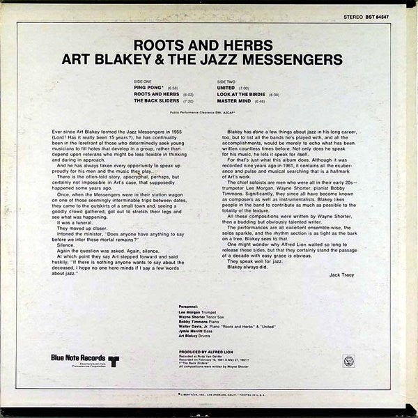 Art Blakey And The Jazz Messengers* : Roots & Herbs (LP, Album)