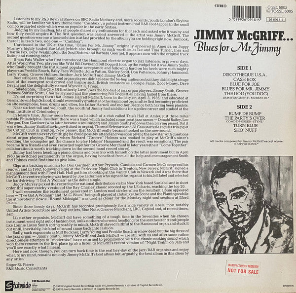 Jimmy McGriff : Blues For Mr. Jimmy (LP, Album, RE)