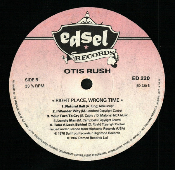Otis Rush : Right Place, Wrong Time (LP, Album, RE)